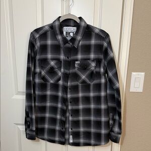 Dixxon Flannel The Static Pearl Snap Gray and Black Checkered Shirt